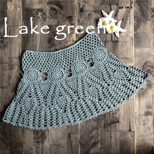 Hand Hook Crochet Bikinis Bottom Handmade Knitted Hollow Out A-line skirt Sexy Swimwear Women | Vimost Shop.