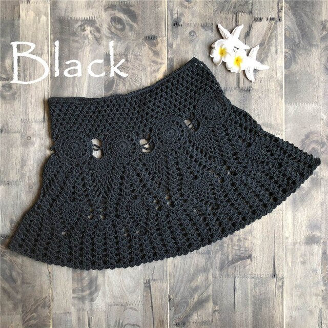 Hand Hook Crochet Bikinis Bottom Handmade Knitted Hollow Out A-line skirt Sexy Swimwear Women | Vimost Shop.