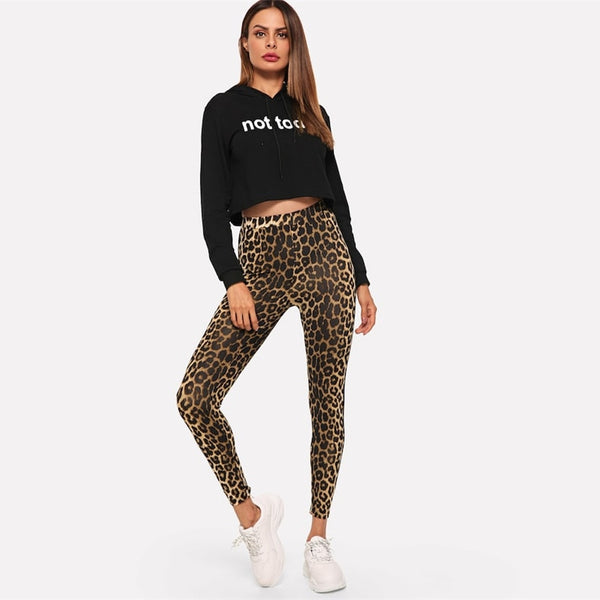 Multicolor Casual Athleisure Leopard Print Leggings Autumn Modern Lady Highstreet Women Pants Trousers | Vimost Shop.
