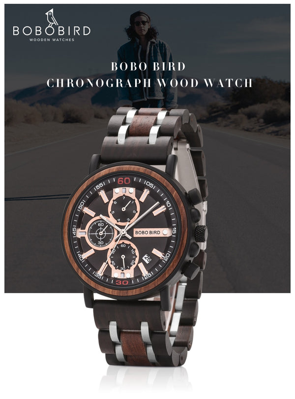 Wood Personalized Watch Men Relogio Masculino Top Brand Luxury Chronograph Military Watches Anniversary Gift for Him | Vimost Shop.