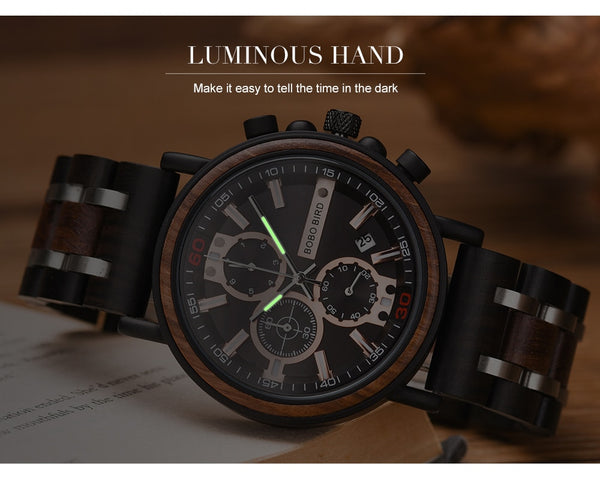 Wood Personalized Watch Men Relogio Masculino Top Brand Luxury Chronograph Military Watches Anniversary Gift for Him | Vimost Shop.