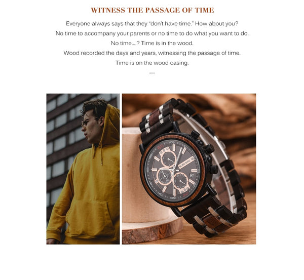 Wood Personalized Watch Men Relogio Masculino Top Brand Luxury Chronograph Military Watches Anniversary Gift for Him | Vimost Shop.