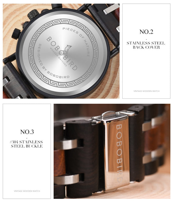 Wood Personalized Watch Men Relogio Masculino Top Brand Luxury Chronograph Military Watches Anniversary Gift for Him | Vimost Shop.