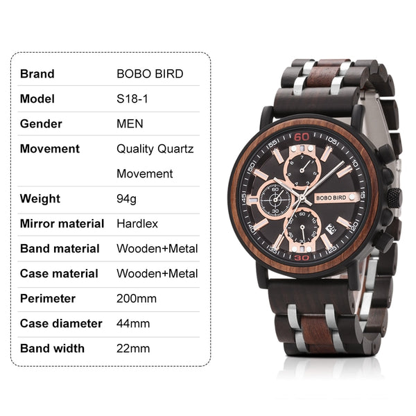 Wood Personalized Watch Men Relogio Masculino Top Brand Luxury Chronograph Military Watches Anniversary Gift for Him | Vimost Shop.