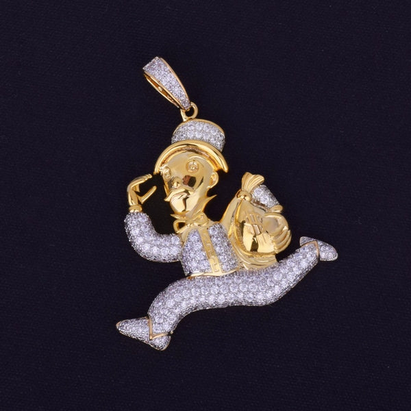 Gold Color Monopoly Man Dollar Money Bag Pendant Necklace Rope Chain Bling Cubic Zircon Hip Hop Jewelry For Gift | Vimost Shop.