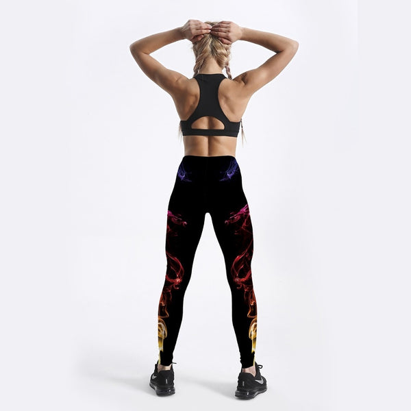 3D Digital Neon Printed For Women's Leggings Black Slim Fitness Leggings Mid Waist Ankle Length Pants Casual Workout | Vimost Shop.