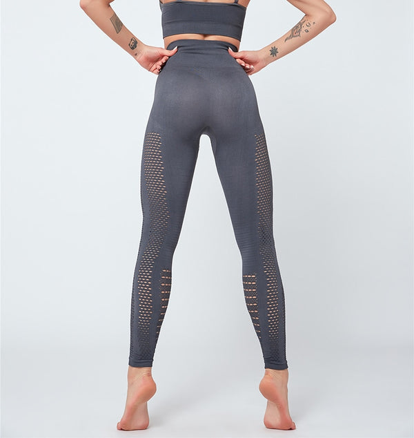 Sexy Hollow Out Seamless Sport Fitness Leggings Women Hip Enhancing Squat Proof Athletic Workout Gym Tights Yoga Pant