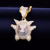 Funny ghost Cartoon Pendant Gold Color Charm With Baguette Zircon Men's Hip hop Rock Necklace Jewelry | Vimost Shop.