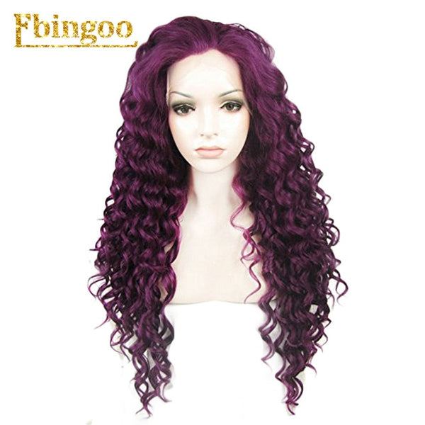 Ombre Purple Red Pink Blonde Brown Orange Wig Long Kinky Curly Synthetic Lace Front Wig Women High Temperature Fiber | Vimost Shop.