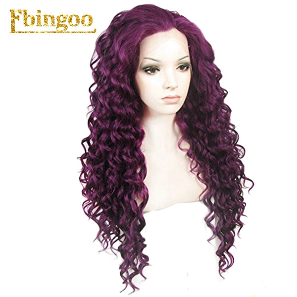 Ombre Purple Red Pink Blonde Brown Orange Wig Long Kinky Curly Synthetic Lace Front Wig Women High Temperature Fiber | Vimost Shop.