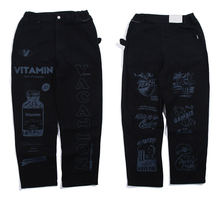 Men High Street Elastic Waist Fashion Baggy Hip Hop Style Men Streetwear | Vimost Shop.