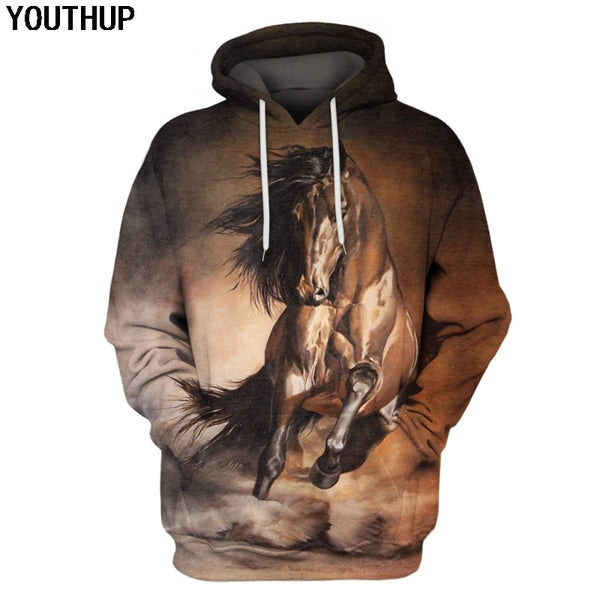 Men's 3d Hoodies Animal Full Printed Hooded Pullovers Hip Hop Male Horse Print Male Hoodies Sweatshirts | Vimost Shop.