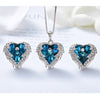 925 Sterling Silver Necklace Earrings Set Embellished with Crystal from Swarovski Fashion Jewelry Heart of Ocean Charm | Vimost Shop.