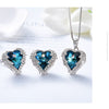 925 Sterling Silver Necklace Earrings Set Embellished with Crystal from Swarovski Fashion Jewelry Heart of Ocean Charm | Vimost Shop.