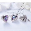 925 Sterling Silver Necklace Earrings Set Embellished with Crystal from Swarovski Fashion Jewelry Heart of Ocean Charm | Vimost Shop.