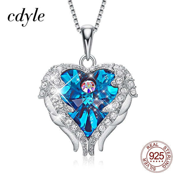 Top Quality 925 Sterling Silver Jewelry Fashion Women Four Colors Crystal Heart  Angel Wing Pendants Necklace Wholesale | Vimost Shop.