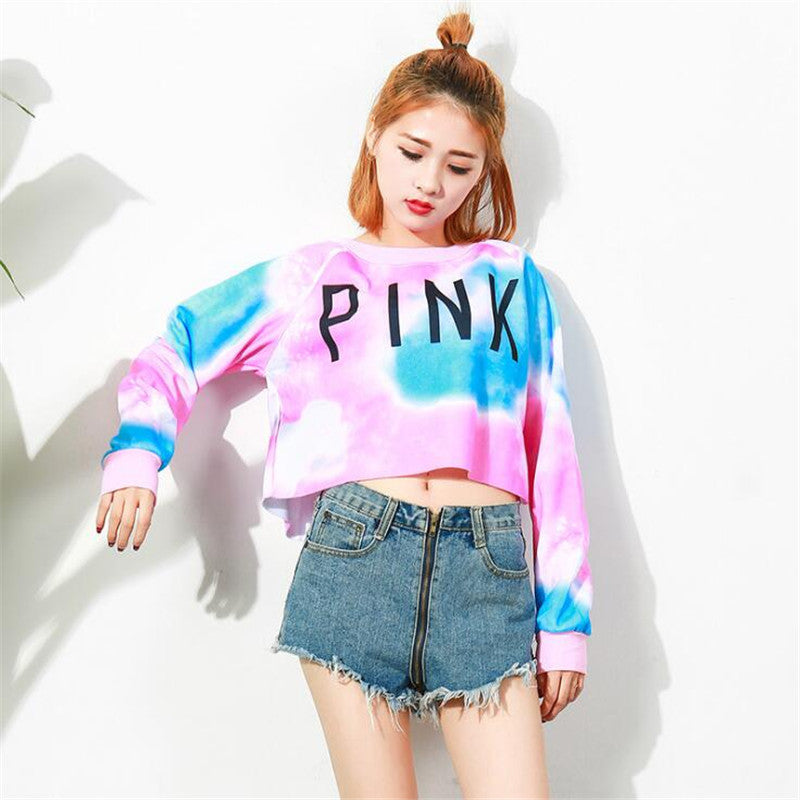 Women PINK Letters Printed Harajuku Long Sleeve Sweatshirt | Vimost Shop.