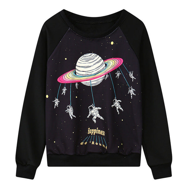Women O-Neck UFO Print Harajuku Style Sweatshirt | Vimost Shop.