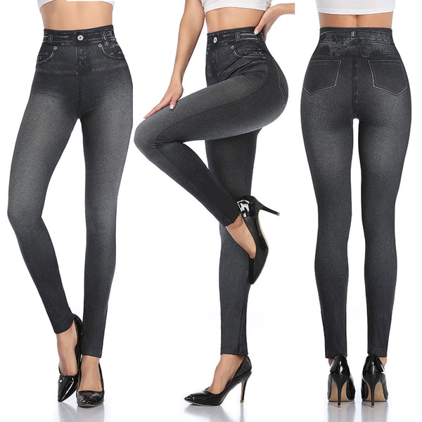 Faux Denim Jeans Leggings High Waist Fashion Slim Women Seamless Leggings Sexy Long Printing Fitness Legging Casual Pencil Pants | Vimost Shop.