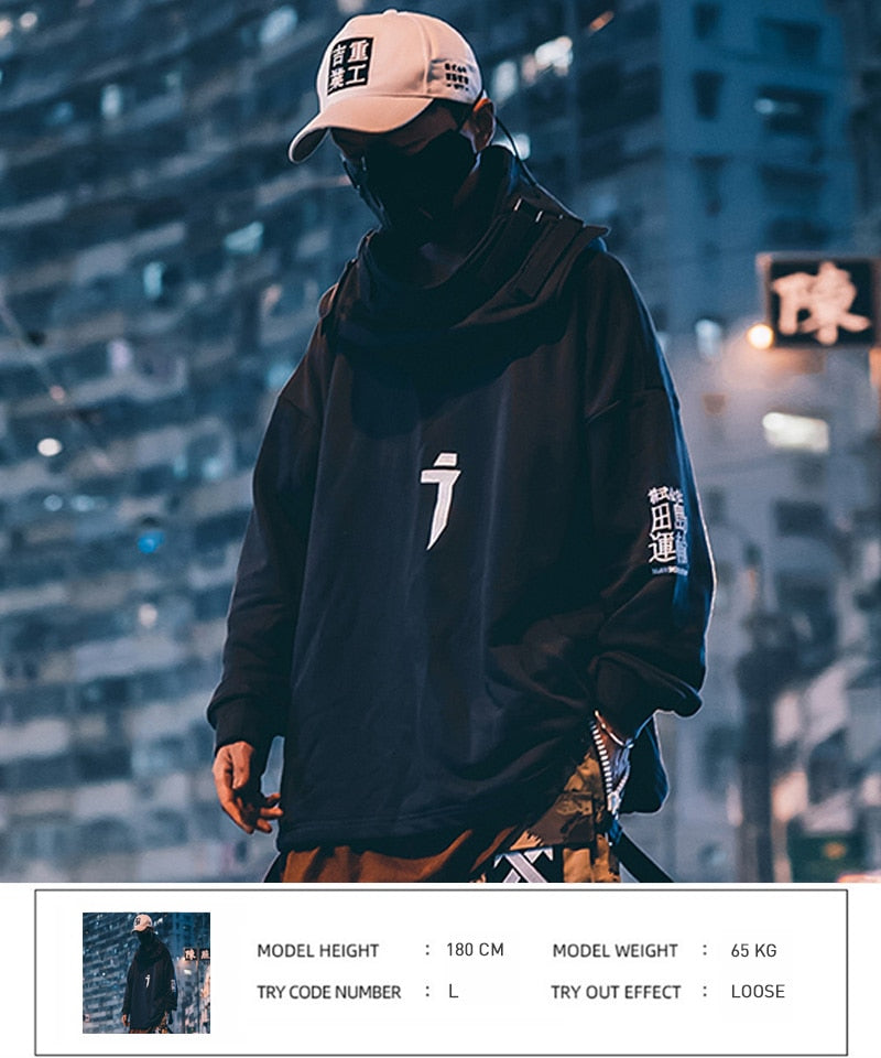 Japanese Streetwear Men Harajuku Pullovers Hip Hop Hoodies Techwear | Vimost Shop.