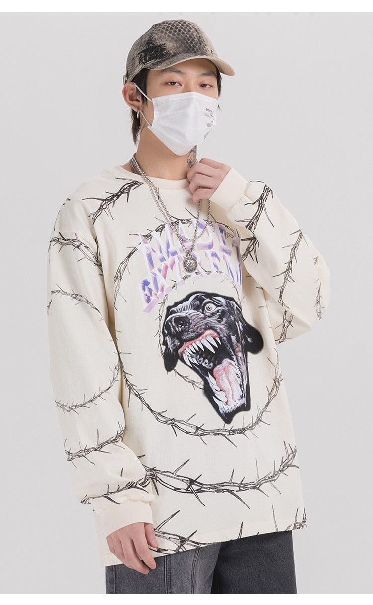Sweatshirt Men Vicious Dog Printed Hip Hop Street Style Hoodies Streetwear | Vimost Shop.