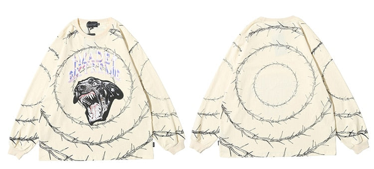 Sweatshirt Men Vicious Dog Printed Hip Hop Street Style Hoodies Streetwear | Vimost Shop.