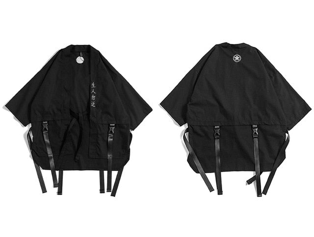 Harajuku Open Stitch Jackets Men Hip Hop Thin Coats Ribbons Japanese Style Male Seven-cent Sleeve Streetwear | Vimost Shop.