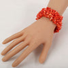Orange Coral Stretch Cuff Bracelet 5 Layer Braided Chunky Chakra Bracelet Handmade Jewelry gift for Women Teen Girls 7.5" | Vimost Shop.