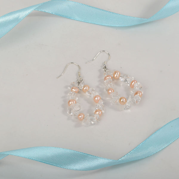 Pearl Natural Clear Quartz Crystal 925 Sterling Silver Drop Dangle Earrings Custom Handmade Jewelry Gifts for Women Mom | Vimost Shop.
