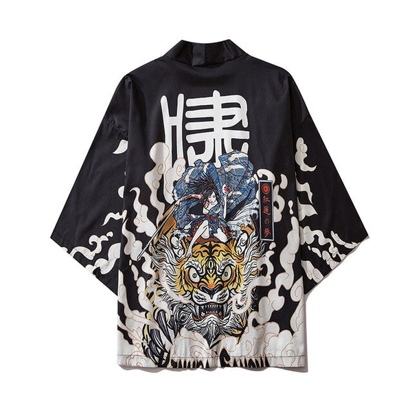 Harajuku Tiger Kimono Japanese Traditional Clothes Men Women Loose Anime Robe Streetwear Cardigan Yukata Male Haori Obi | Vimost Shop.