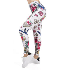 Women Legging Valentines Tattoos Printing Leggins Slim High Elasticity Legins | Vimost Shop.