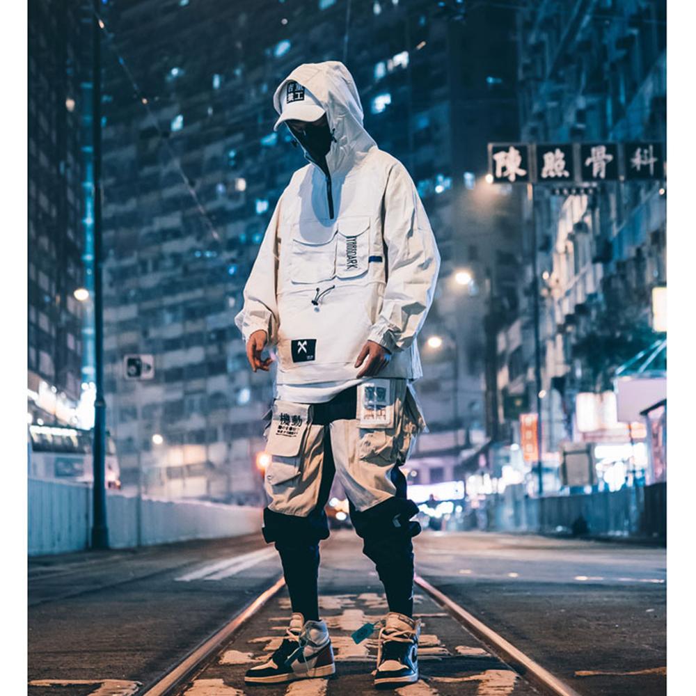 Hip Hop Men Cargo Jackes Letter Printed Autumn Casual Pullover Streetwear Harajuku Multi Pockets Male Coats | Vimost Shop.