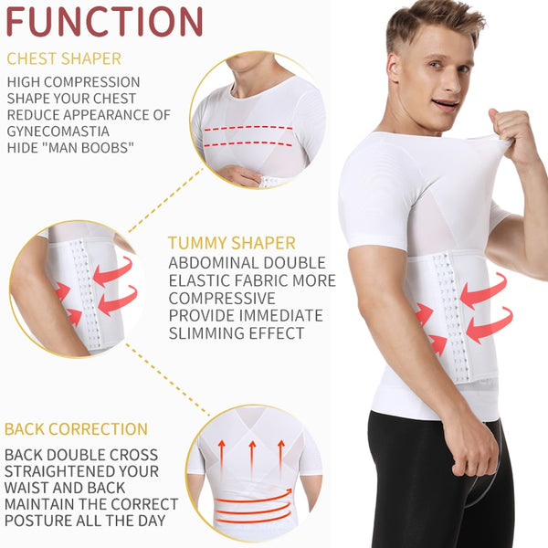 Mens Body Shaper Compression Shirts Abdomen Shapewear Tummy Slimming Sheath Gynecomastia Shapers Corset Waist Trainer Fajas Tops | Vimost Shop.