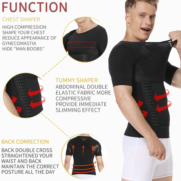 Mens Body Shaper Compression Shirts Abdomen Shapewear Tummy Slimming Sheath Gynecomastia Shapers Corset Waist Trainer Fajas Tops | Vimost Shop.