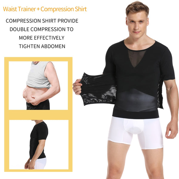 Mens Body Shaper Compression Shirts Abdomen Shapewear Tummy Slimming Sheath Gynecomastia Shapers Corset Waist Trainer Fajas Tops | Vimost Shop.