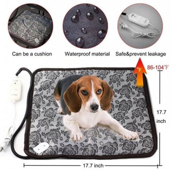 Pet Dog Cat Cushion Electric Blanket Bed Warmer US Plug Waterproof Pets Dog Warmer Bed Pad Puppy Heating Element Pad Constant | Vimost Shop.
