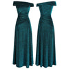 Off Shoulder Pleated Evening Dresses Long Party Gown Peacock green | Vimost Shop.