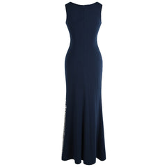 Splicing Sequin Evening Dress Slit Gradient Evening Dress Long Royal Blue | Vimost Shop.