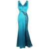 Women's V Neck Beading Sequin Splicing Evening Dresses Long Formal Party Gwon  Ice-Snow Blue | Vimost Shop.