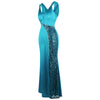 Women's V Neck Beading Sequin Splicing Evening Dresses Long Formal Party Gwon  Ice-Snow Blue | Vimost Shop.