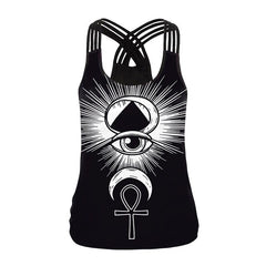 New All-seeing Eye Women Tank Tops Sling Top Gothis Ouija Board Printed Vest For Female Elastic Vest Black