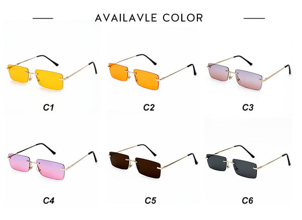 Small Rectangle Ladies Sunglasses Women Rimless Square Luxury Brand Polarized Sun Glasses UV400 Men Retro Eyewear Gradient | Vimost Shop.