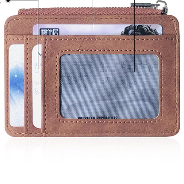 Men's Wallet Short Matte Leather Retro Multi-card Frosted Fabric Card Holder Money New Minimalist Purse Transparent Coins A5 | Vimost Shop.
