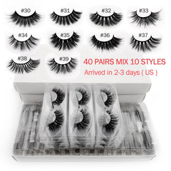 20/30/40 Pairs mink eyelashes wholesale hand made 3d mink lases mix 10 lashes styles bulk natural false eyelashes makeup cilios