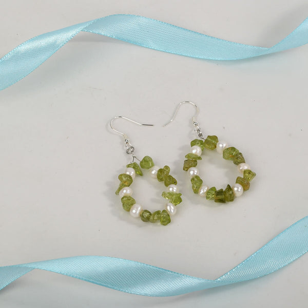 Peridot Pearl 925 Sterling Silver Drop Dangle Earrings Handmade Custom Jewelry Gifts for Women Mom Girls Wife Mother's Day | Vimost Shop.