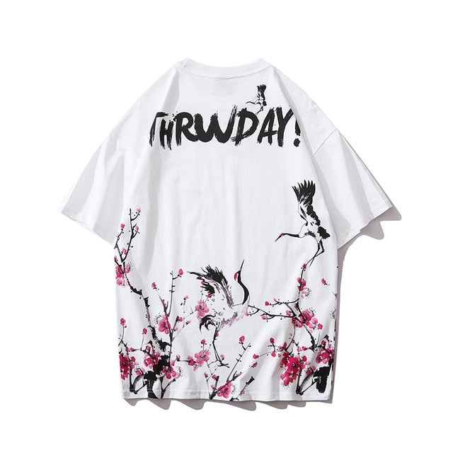 Japanese Geisha Tshirt Streetwear Short Sleeve T Shirt Japan Cotton Tops Tees Men Harajuku Hip Hop T-Shirt | Vimost Shop.