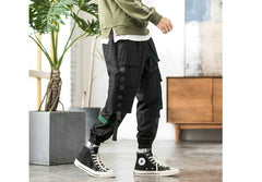 Streetwear Hip Hop Cargo Pants Spring Autumn Mens Baggy Pockets Ribbon Joggers Pants Men Japanes Style Black Harem Pants | Vimost Shop.