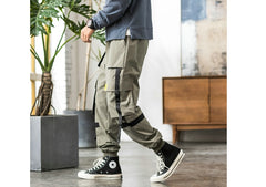 Streetwear Hip Hop Cargo Pants Spring Autumn Mens Baggy Pockets Ribbon Joggers Pants Men Japanes Style Black Harem Pants | Vimost Shop.