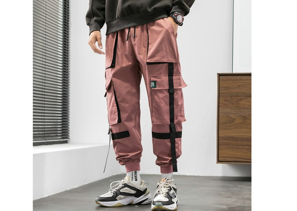 Streetwear Hip Hop Cargo Pants Spring Autumn Mens Baggy Pockets Ribbon Joggers Pants Men Japanes Style Black Harem Pants | Vimost Shop.