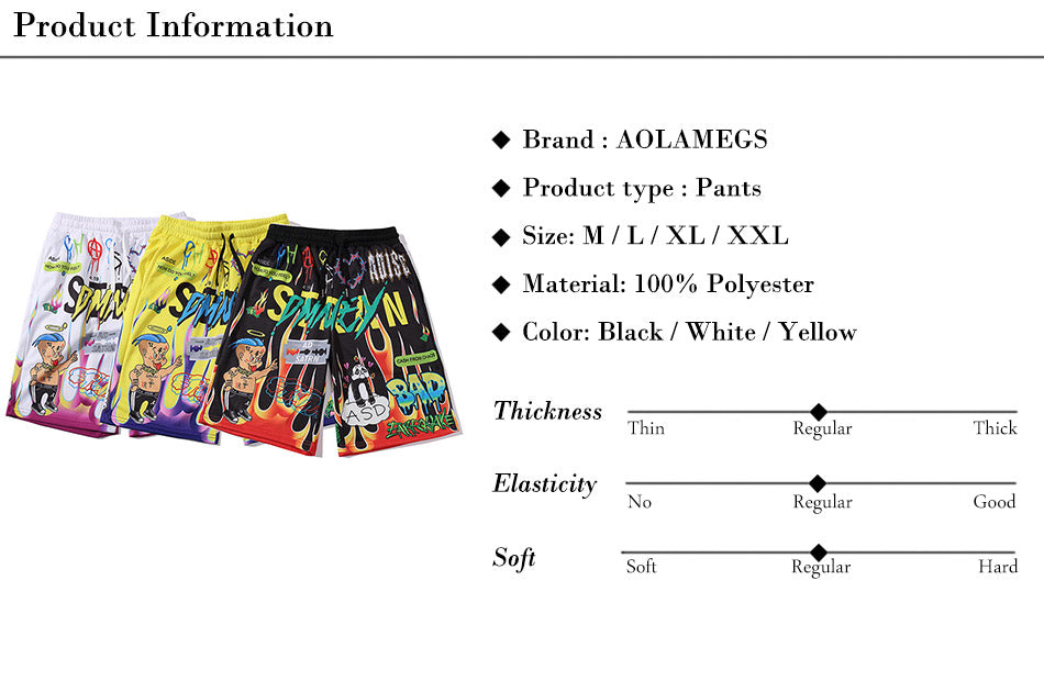 Men Shorts Hip Hop Bermuda Style Elastic Waist High Street Summer | Vimost Shop.